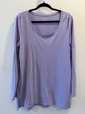 J. Jill Pima Cotton Split-Hem Scoop Neck Top Medium